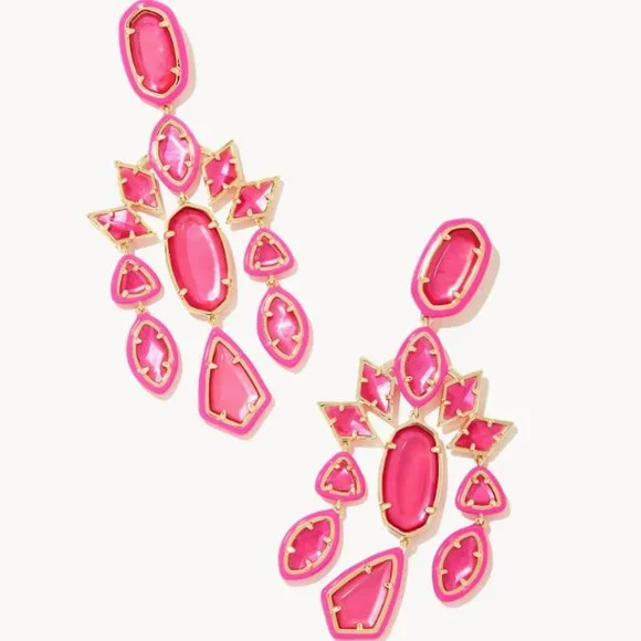 Kendra Scott Greta Gold Statement Earrings in Pink Mix - Picture 6 of 6